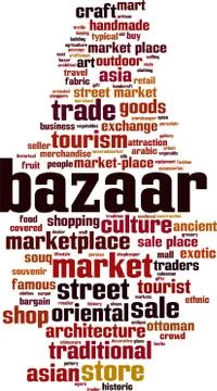 Bazaar word cloud Stock Illustration