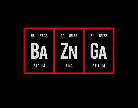 Baznga - Periodic Table of Elements on black background in vector illustratio Stock Illustration