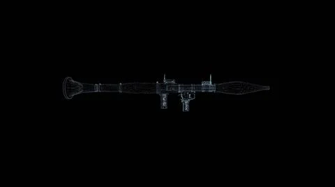 Bazooka Hologram Wireframe. Nice 3D Render on a black background Stock Illustration