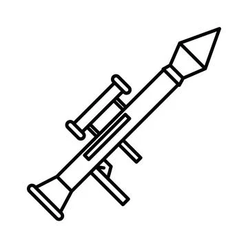 Bazooka icon linear logo mark in black and white Stock Illustration