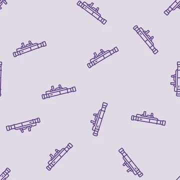 Bazooka weapon war line seamless pattern Stock Illustration