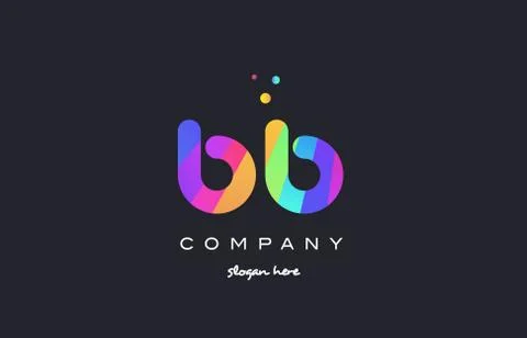 Bb b b  colored rainbow creative colors alphabet letter logo icon Stock Illustration