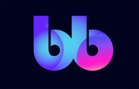 Bb b b spink blue gradient alphabet letter combination logo icon design Stock Illustration