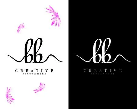 Bb, b handwriting script letter logo design vector Illustrazione stock