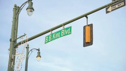 BB King Boulevard Sign Stock-Footage 333782223