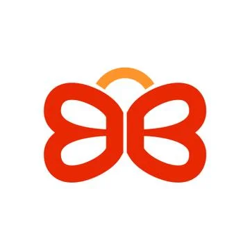 BB Lettermark Symbol Initials Butterfly Shape Design Stock Illustration