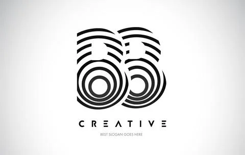 BB Lines Warp Logo Design. Letter Icon Made with Black Circular Lines. Stock Illustration