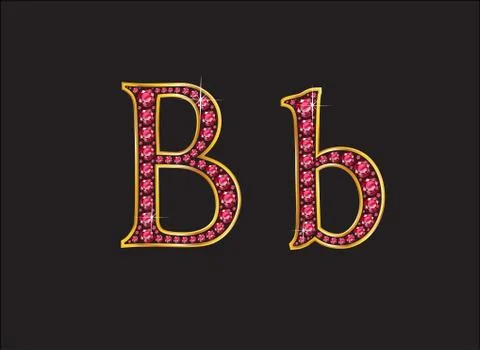 Bb Ruby Jeweled Font with Gold Channels Stock Illustration