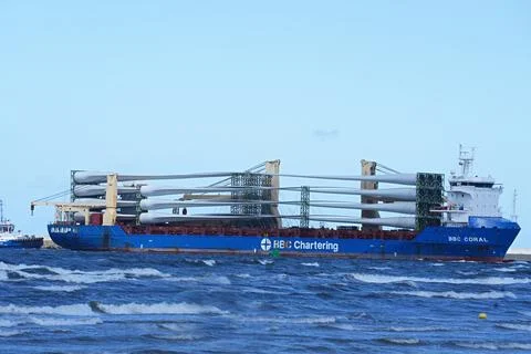The BBC Chartering dry cargo ship BBC Coral is transporting oversized cargo Stock Photos