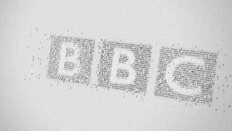 BBC logo being made with many numbers. Digital business conceptual editorial 3D イラスト素材