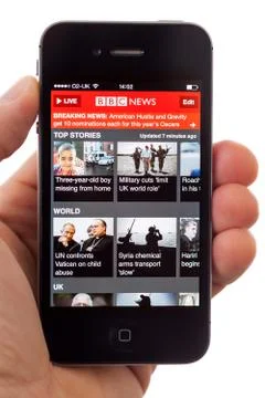 Bbc news app on an iphone Stock Photos