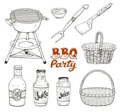 Bbq accessories isolated Stock Illustration