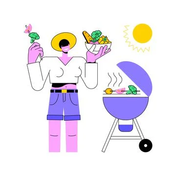 BBQ area isolated cartoon vector illustrations. Stock Illustration