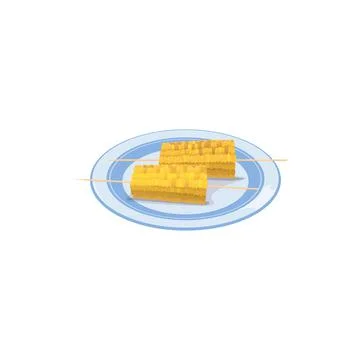 BBQ baked or grilled corn cobs on stick isolated Illustrazione stock