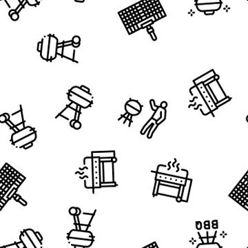 Bbq Barbecue Cooking Seamless Pattern Vector Stock Illustration
