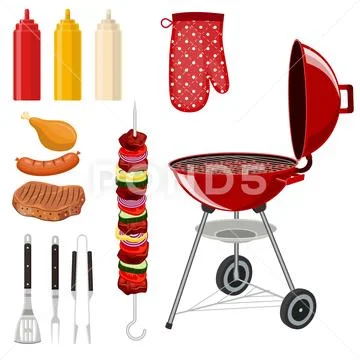 Bbq barbecue elements set Иллюстрация