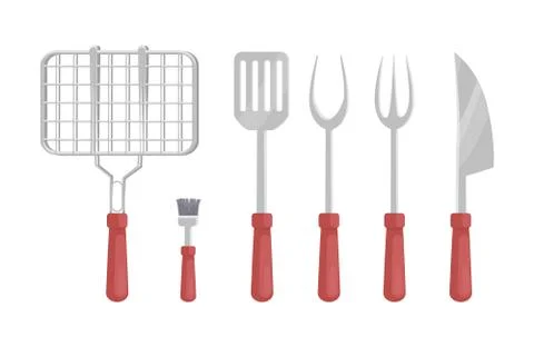 BBQ Barbecue Flatware Icons Vector Illustration Ilustración de archivo