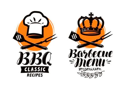 BBQ, barbecue logo or label. Element for restaurant menu design. Food vector Stock Illustration
