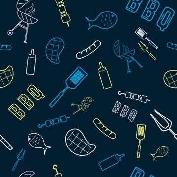 BBQ - Barbecue seamless pattern Stock Illustration