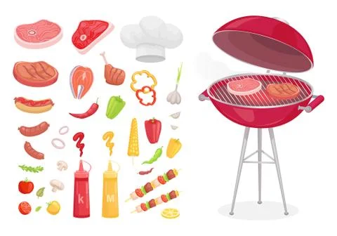 BBQ Barbecue Set of Icons Vector Illustration Ilustración de archivo