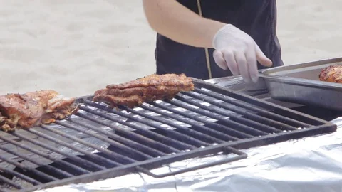 BBQ on the beach Stock Footage 103629368