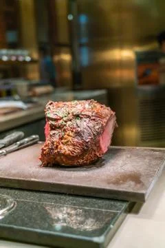 BBQ Beef steak in the hotel kitchen Foto stock