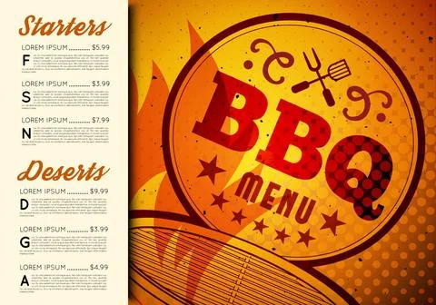 BBQ brochure menu design BBQ brochure menu design. Vector template illustr... Stock Photos