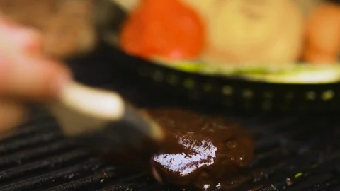 BBQ burger on the Grill Stock Footage 91449245
