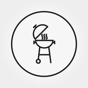 BBQ. Camping. Icon. Vector. Editable Thin line Illustrazione stock