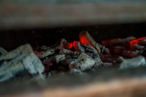 Bbq charcoal burning Stock Photos