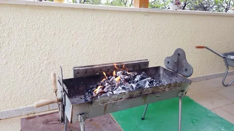 BBQ Charcoal Fire Close-Up Stock Footage 332815885