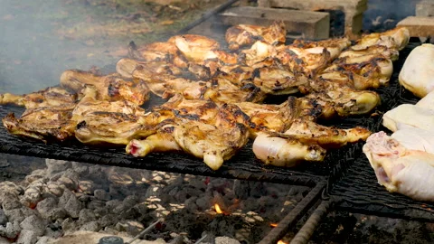 BBQ Chicken on grill 2 Stock Footage 168087873