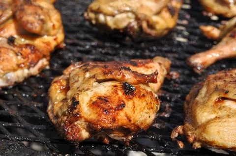 Bbq chicken on grill Foto stock