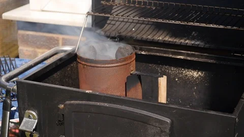 BBQ Chimney Smoking Stock Footage 115054204