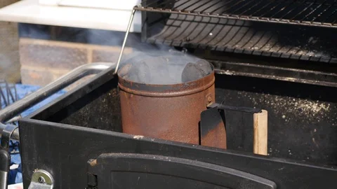 BBQ Chimney Smoking Stock Footage 115054258