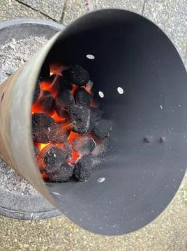 BBQ chimney starter Stock Photos