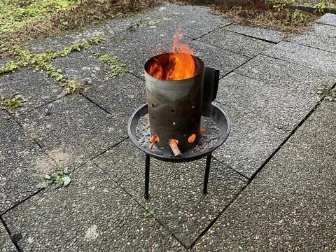 BBQ chimney starter Stock Photos