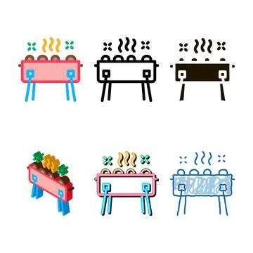 Bbq clean brazier icon vector outline Stock Illustration