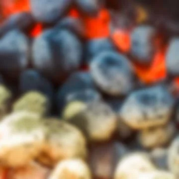 Bbq coal in grill - blurred image 写真素材