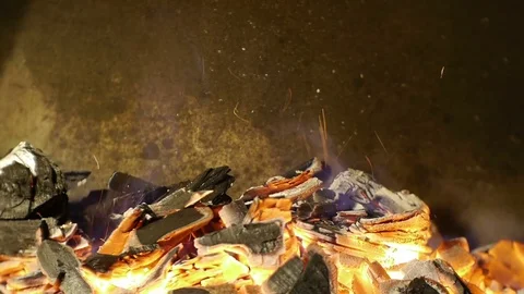 BBQ Coals on Fire Stock Footage 78594969