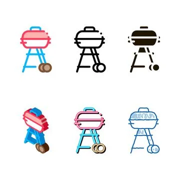 Bbq cook tool icon forms vector outline Stock Illustration
