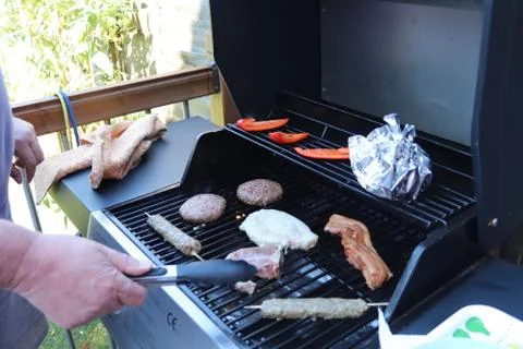 Bbq cooking outside Stock Photos