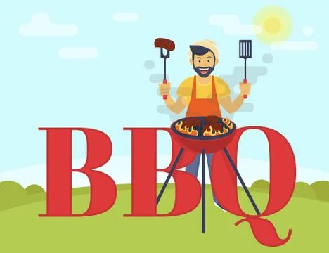 BBQ cooking party Stock Illustration