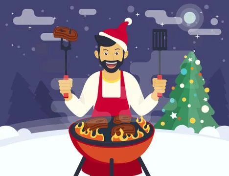 BBQ cooking party Stock Illustration