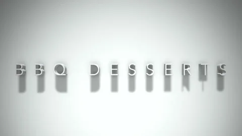 Bbq desserts 3D title animation white text on a white background Stock Footage 299747607