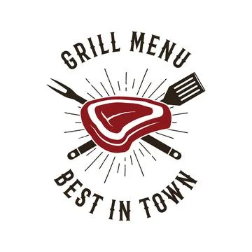BBQ emblem vector design, Summer barbecue logo template, print for t shirt Stock Illustration