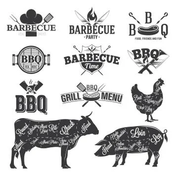BBQ Emblems and Logos Stock Illustration