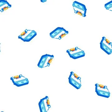 Bbq equipment buffet isometric icon seamless pattern Stock Illustration