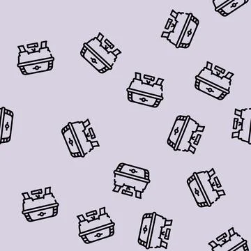 Bbq equipment buffet line vector seamless pattern Stock Illustration