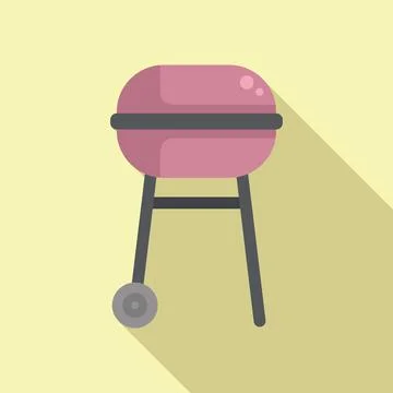 Bbq equipment icon flat vector. Wooden parasol Illustrazione stock